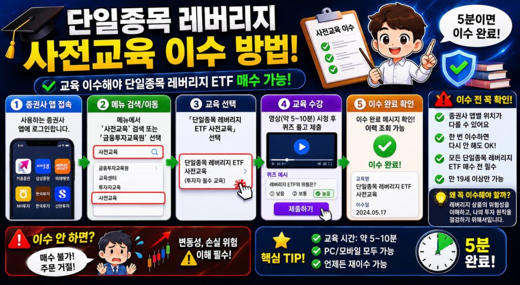 단일종목 레버리지 사전교육 이수 방법