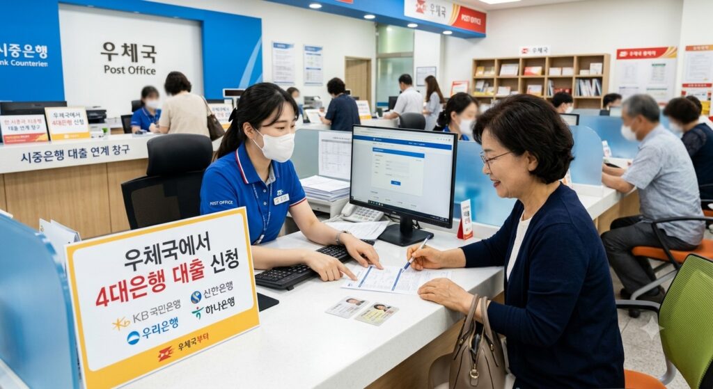 우체국에서 4대은행 대출 신청